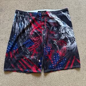 mma elite swim boardshorts skull american flag XL swimwear